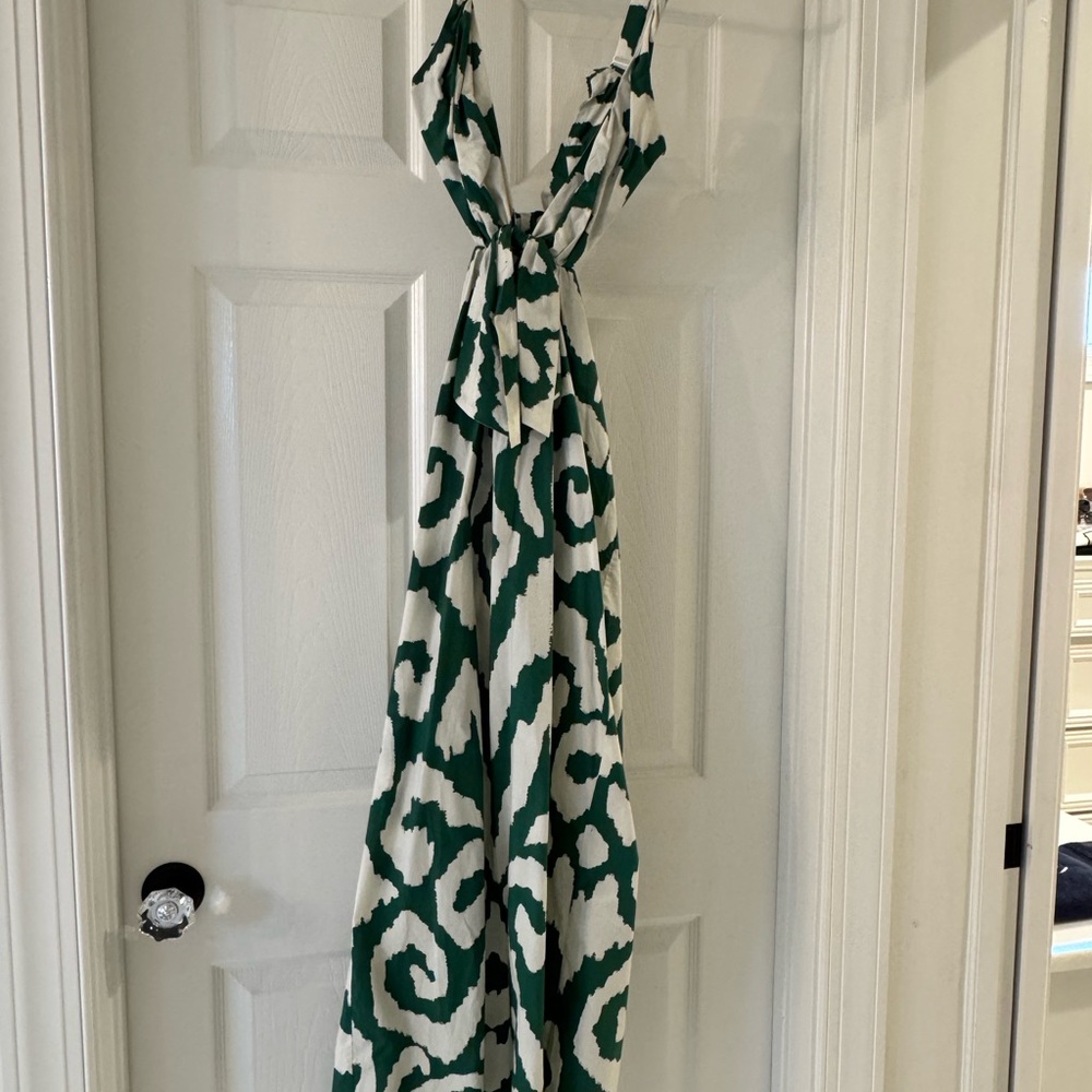 Johanna Ortiz Green and White Backless Dress